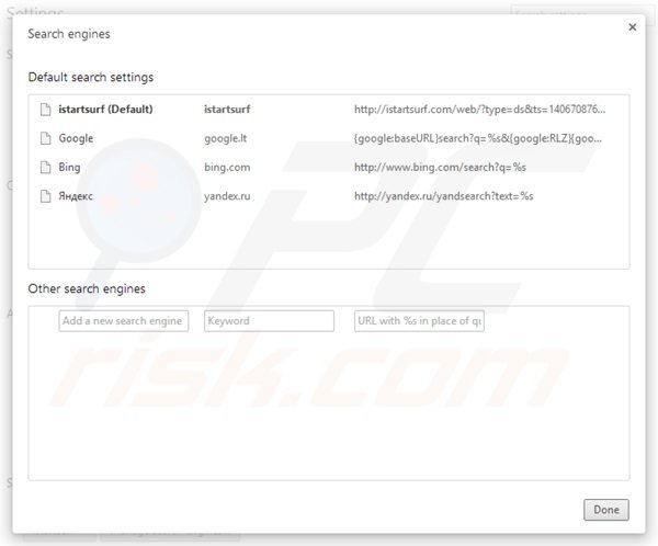 Usuwanie istartsurf.com z domyślnej wyszukiwarki Google Chrome