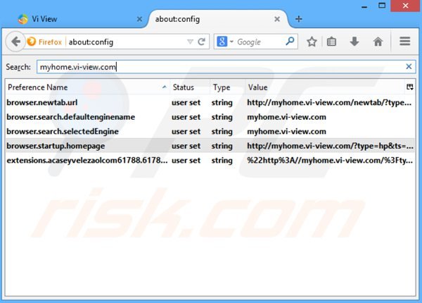 Usuwanie myhome.vi-view.com z domyślnej wyszukiwarki Mozilla Firefox