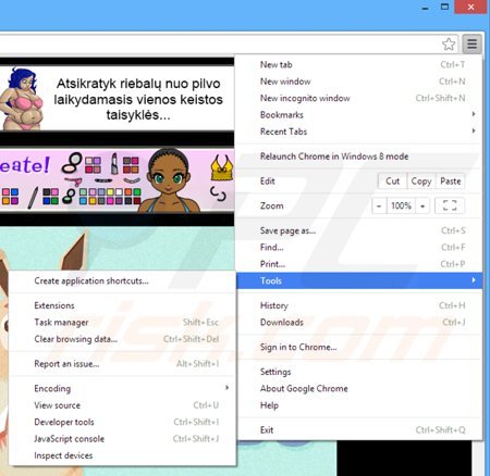 Usuwanie reklam obrona blockads z Google Chrome krok 1