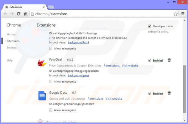 Usuwanie reklam PassWizard z Google Chrome krok 2