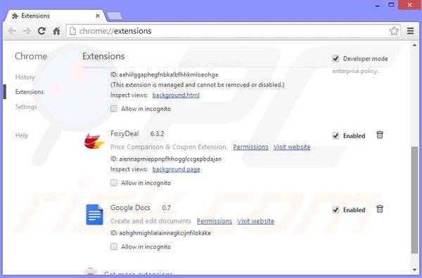 Usuwanie reklam PassWizard z Google Chrome krok 2