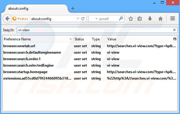 Usuwanie searches.vi-view.com z domyślnej wyszukiwarki Mozilla Firefox