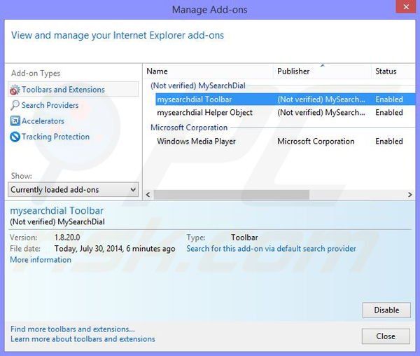 Usuwanie porywacza przeglądarki Taplika z Internet Explorer krok 1