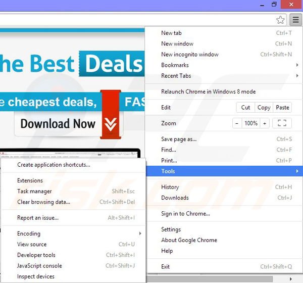 Usuwanie reklam TheBestDeals z Google Chrome krok 1