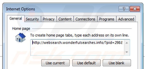 Usuwanie websearch.wonderfulsearches.info ze strony domowej Internet Explorer