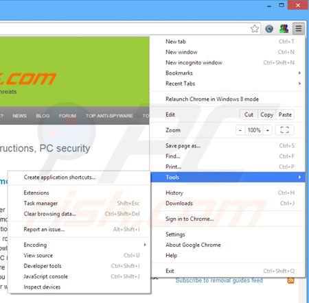 Usuwanie reklam browser shop z Google Chrome krok 1
