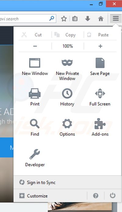 Usuwanie reklam Easy Deals z Mozilla Firefox krok 1