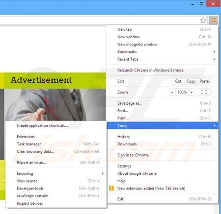 Usuwanie edeals z Google Chrome krok 1