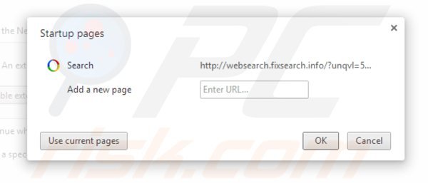 Usuwanie websearch.fixsearch.info ze strony domowej Google Chrome