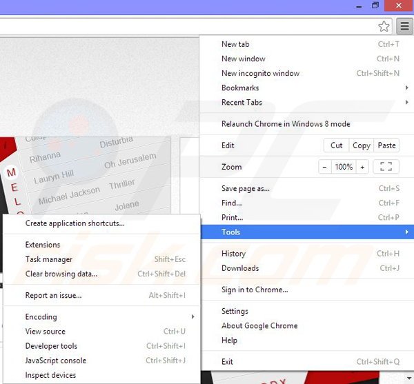 Usuwanie reklam Melodx z Google Chrome krok 1