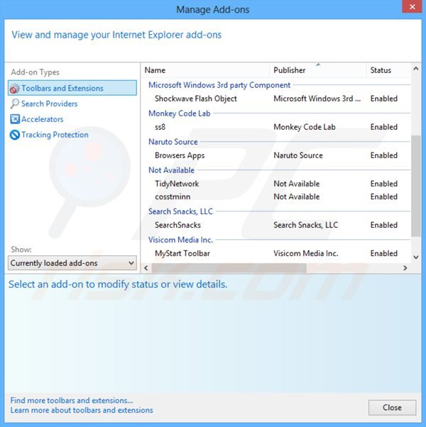 Usuwanie reklam mezaa z Internet Explorer krok  2