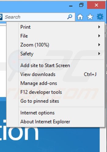Usuwanie obrona vpn z Internet Explorer krok 1
