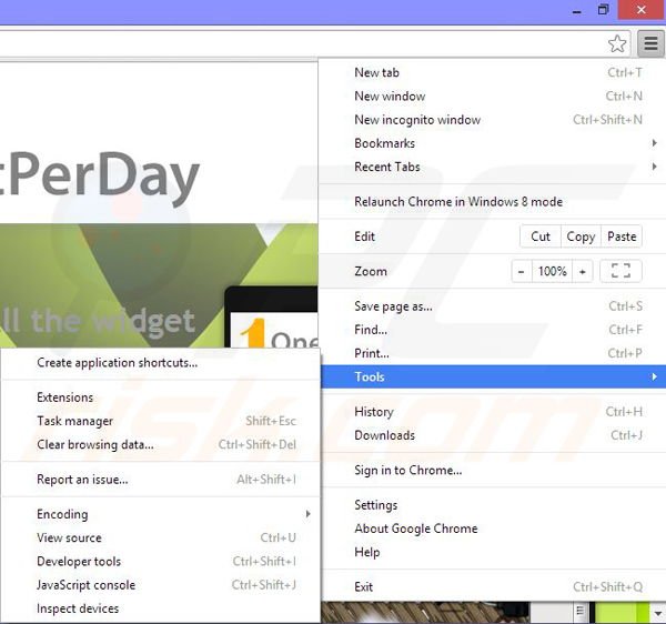 Usuwanie reklam OneSoftPerDay z Google Chrome krok 1