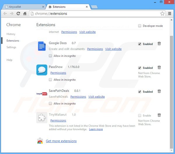 Usuwanie reklam picrec z Google Chrome krok 2