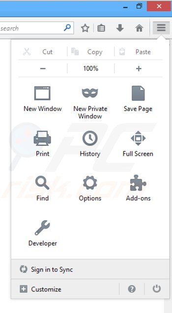 Usuwanie reklam picrec z Mozilla Firefox krok 1