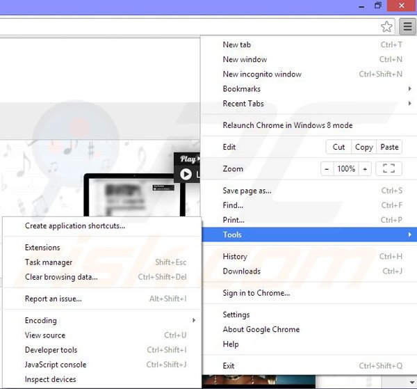 Usuwanie reklam Play now Radio z Google Chrome krok 1