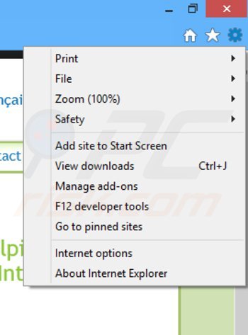 Usuwanie ankiet premieropinion z Internet Explorer krok 1