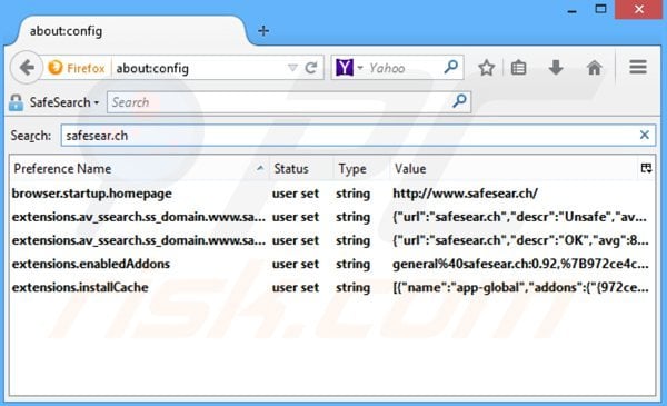 Usuwanie safesear.ch z domyślnej wyszukiwarki Mozilla Firefox