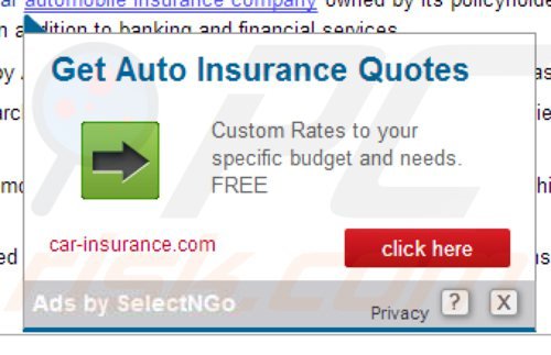 Adware selectngo generujące natrętne reklamy - 'Ads by SelectNGo'