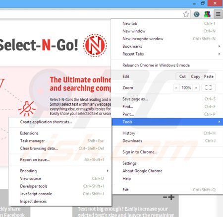 Usuwanie reklam selectngo z Google Chrome krok 1