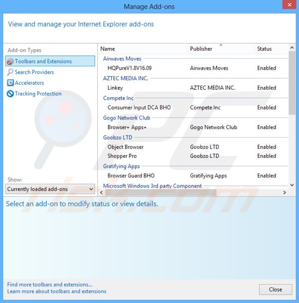 Usuwanie adware powiązanego z CloudGuard z Internet Explorer krok 2