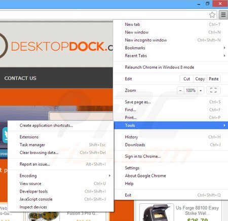 Usuwanie reklam DesktopDock z Google Chrome krok 1