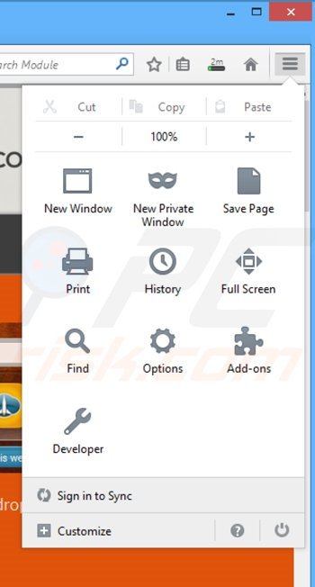 Usuwanie reklam DesktopDock z Mozilla Firefox krok 1