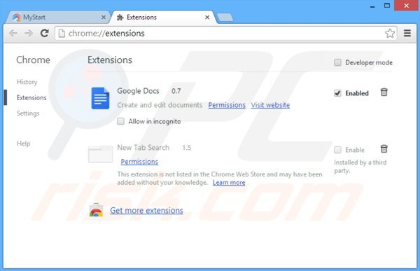 Usuwanie paska narzędzi z dlsecure z rozszerzeń Google Chrome