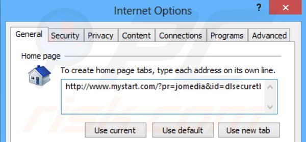 Usuwanie przekierowania dlsecure ze strony domowej Internet Explorer