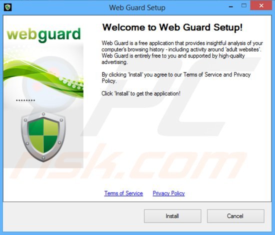 Web Guard adware installation setup