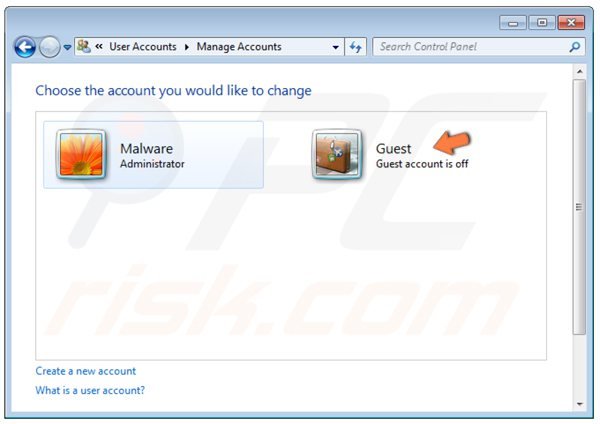 Windows 7 - activating guest account