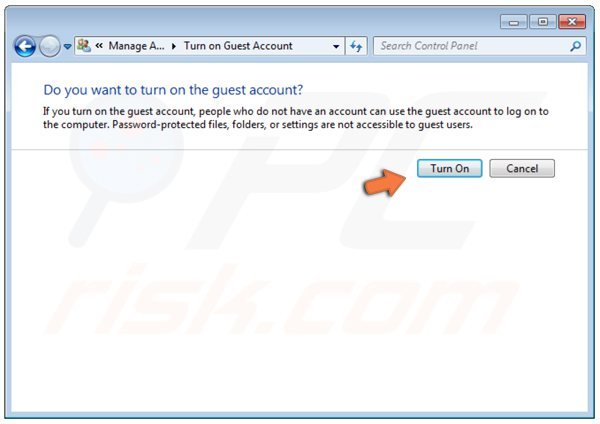 Windows 7 turn on guest account