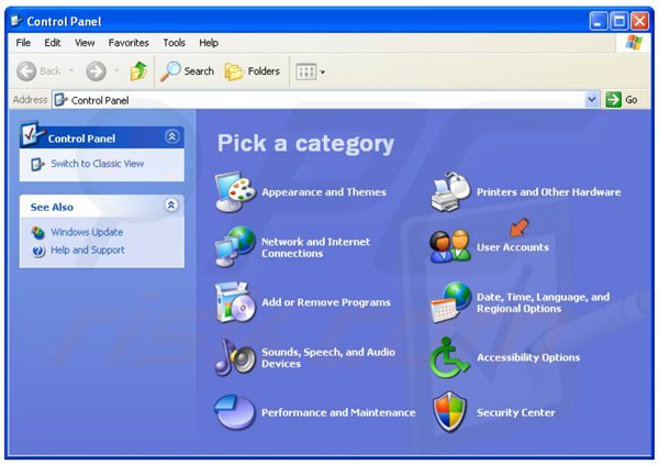Zmienianie użytkownika na gościa Windows XP krok 2 - uzyskiwanie dostępu do Kont użytkowników