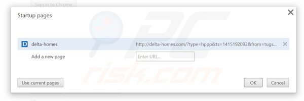 Usuwanie delta-homes.com ze strony domowej Google Chrome