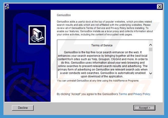 Instalator adware geniusbox