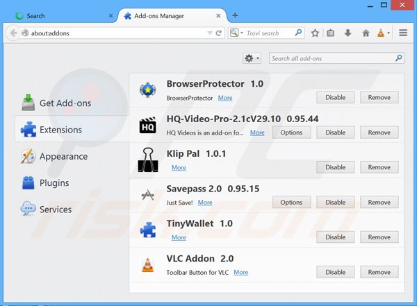 Usuwanie powiązanych rozszerzeń Guard-search.com z Mozilla Firefox