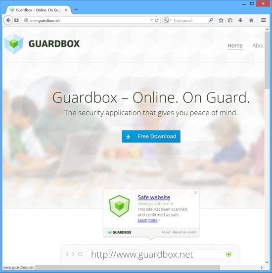 Strona internetowa użytwa do promowania porywacza przeglądarki guard-search.com