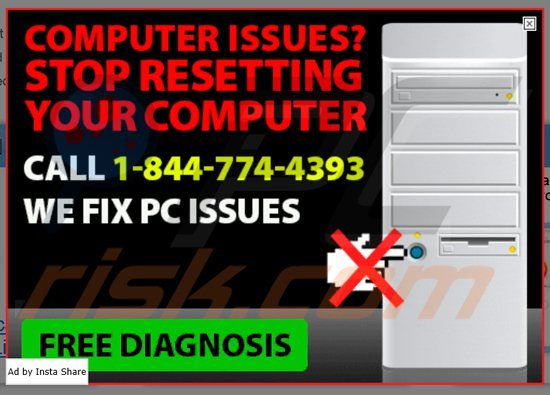 Adware insta share generujące natrętne internetowe reklamy