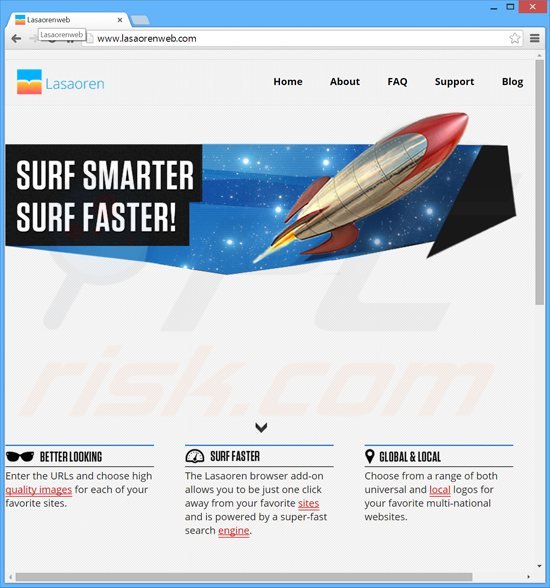Strona reklamująca porywacza przeglądarki lasaoren.com