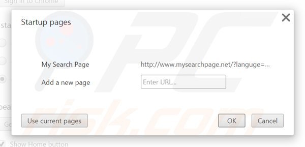 Usuwanie mysearchpage.net ze strony domowej Google Chrome