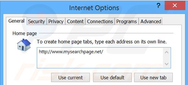 Usuwanie mysearchpage.net ze strony domowej Internet Explorer