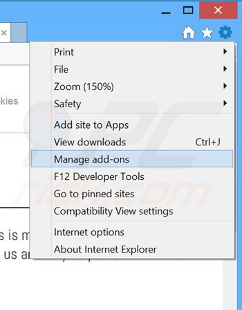 Usuwanie reklam offersbycontext z Internet Explorer krok 1