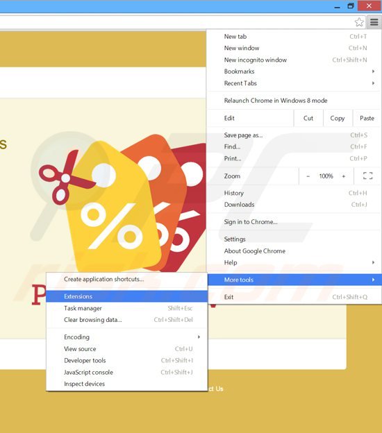Usuwanie reklam Popcornew z Google Chrome krok 1