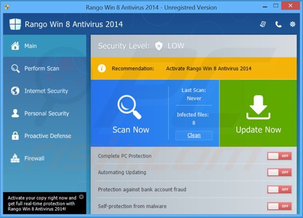 Glówny ekran rango win8 antivirus 2014