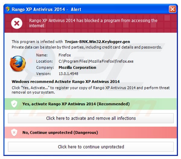 rango xp antivirus 2014 blokujący wykonywanie zainstalowanych programów