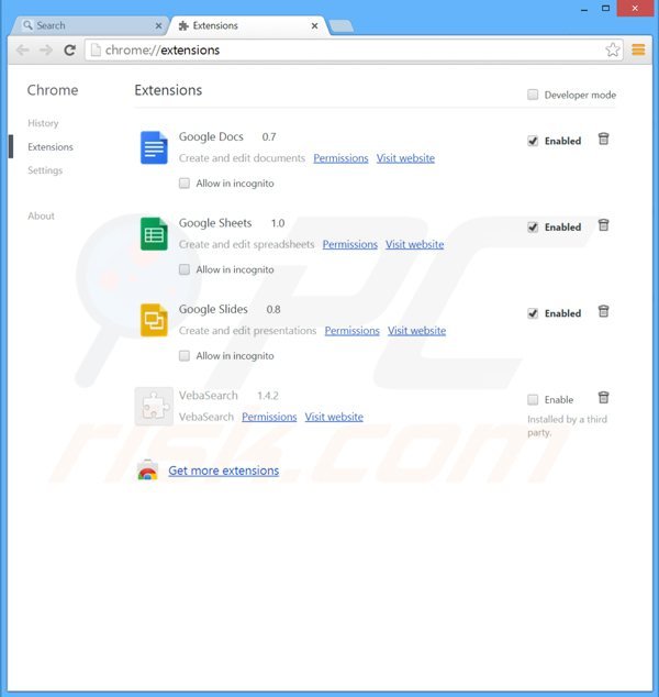 Usuwanie adware powodującego dziwne reklamy w wynikach wyszukiwania Google z Google Chrome krok 2