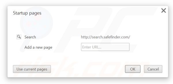 Usuwanie search.safefinder.com ze strony domowej Google Chrome