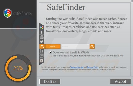 Konfiguracja instalacji paska narzędzi safefinder wg Linkury