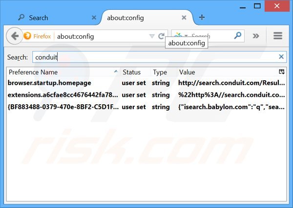 Usuwanie search.conduit.com z domyślnej wyszukiwarki Mozilla Firefox
