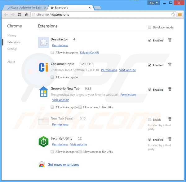 Usuwanie reklam security utility z Google Chrome krok 2